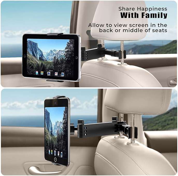 KLMQZF Car Headrest Tablet Holder, Stable Back Seat iPad Mount for Kids, Adjustable Long Arm Vehicle Head Rest Mount Compatible with 4.7-11" iPad Pro/Air/Mini, Samsung Galaxy Tablets, Fire HD - Image 5