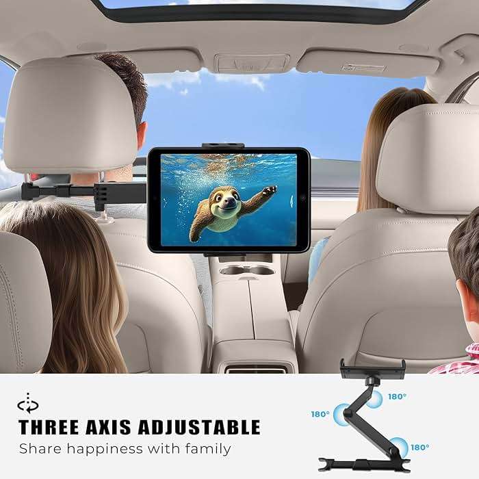 KLMQZF Car Headrest Tablet Holder, Stable Back Seat iPad Mount for Kids, Adjustable Long Arm Vehicle Head Rest Mount Compatible with 4.7-11" iPad Pro/Air/Mini, Samsung Galaxy Tablets, Fire HD - Image 6