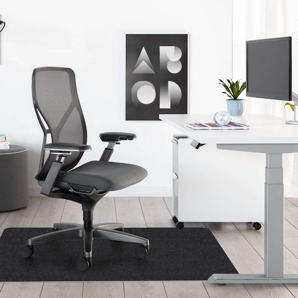 Sycoodeal Office Chair Mat for Hardwood Floor,Office Computer Gaming Chair Mat for Tile Floor,Large Floor Protector Rug,Anti-Slip,Easy to Clean,Pure Black(48"x36") - Image 2