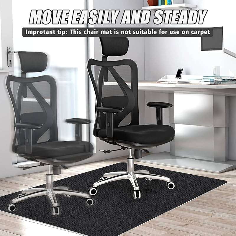 Sycoodeal Office Chair Mat for Hardwood Floor,Office Computer Gaming Chair Mat for Tile Floor,Large Floor Protector Rug,Anti-Slip,Easy to Clean,Pure Black(48"x36") - Image 5