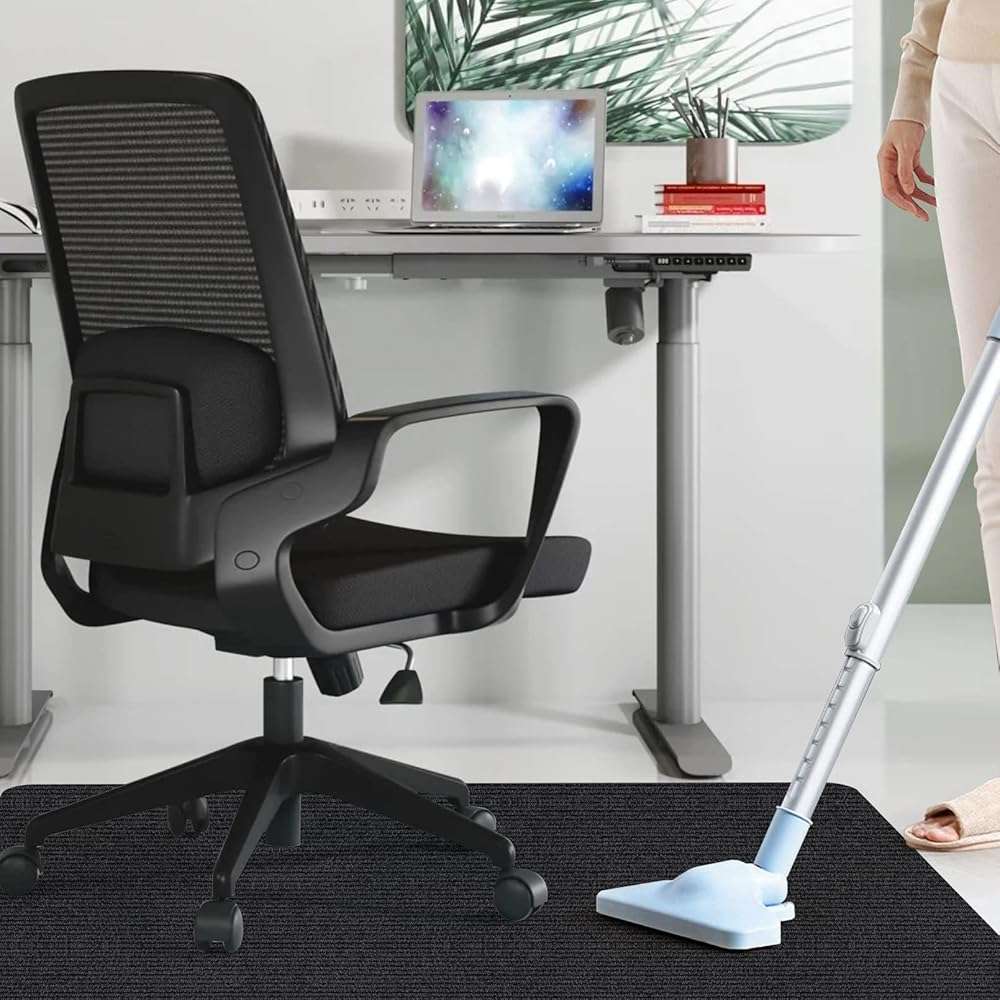 Sycoodeal Office Chair Mat for Hardwood Floor,Office Computer Gaming Chair Mat for Tile Floor,Large Floor Protector Rug,Anti-Slip,Easy to Clean,Pure Black(48"x36") - Image 6