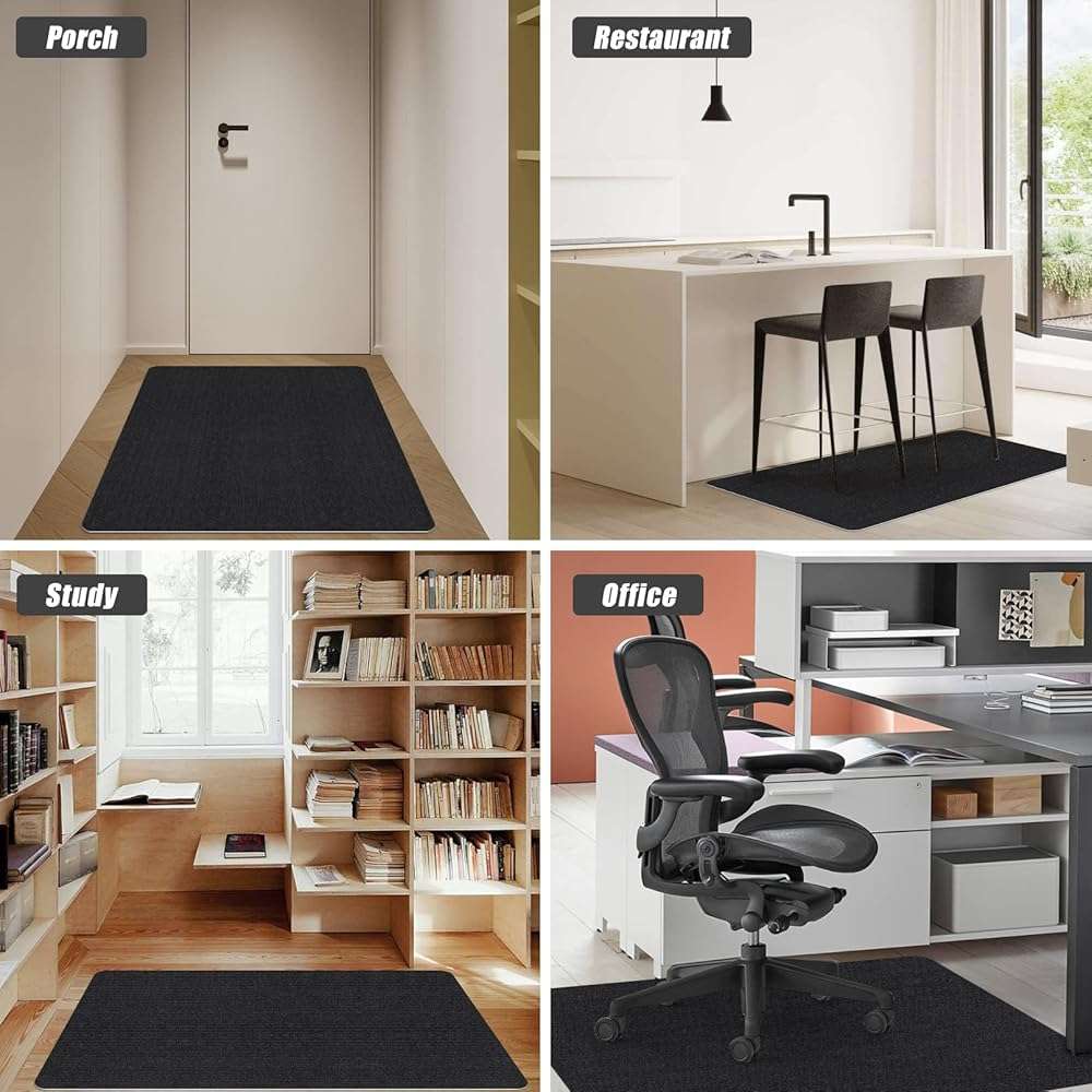 Sycoodeal Office Chair Mat for Hardwood Floor,Office Computer Gaming Chair Mat for Tile Floor,Large Floor Protector Rug,Anti-Slip,Easy to Clean,Pure Black(48"x36") - Image 7