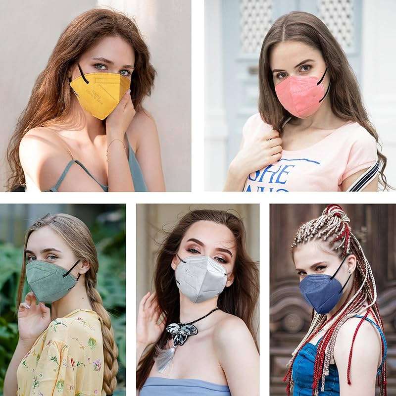 HUHETA 50 Packs KN95 Face Mask 5-Ply Breathable & Comfortable Filter Safety Mask (50PCS-MTC I Color) - Image 7