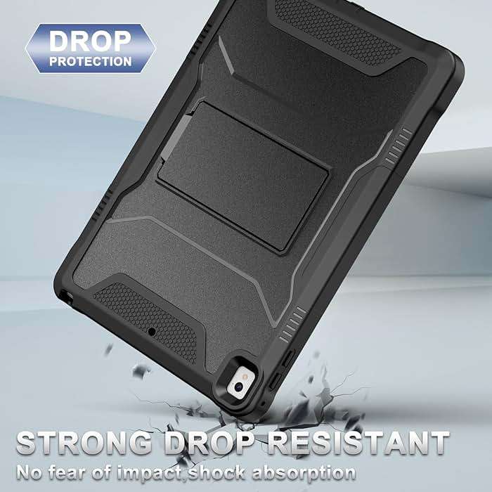 Soke Case for iPad 6th/5th Generation 9.7 Inch 2018/2017,with Built-in Screen Protector and Kickstand, Rugged Full-Body Heavy Duty Protective Cover for Apple iPad Air 2 /Pro 9.7 - Black - Image 4