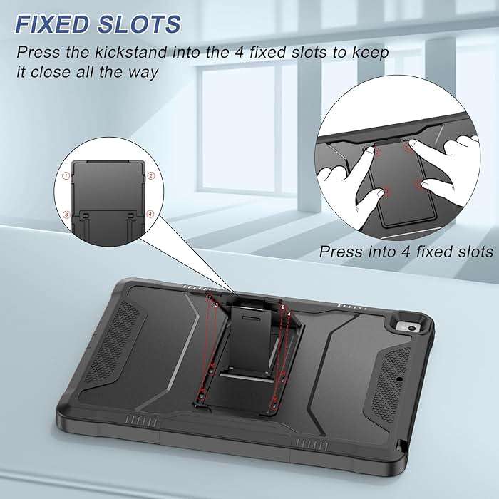 Soke Case for iPad 6th/5th Generation 9.7 Inch 2018/2017,with Built-in Screen Protector and Kickstand, Rugged Full-Body Heavy Duty Protective Cover for Apple iPad Air 2 /Pro 9.7 - Black - Image 8