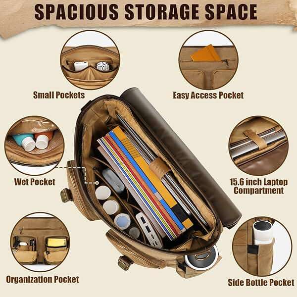 MATEIN Vintage Messenger Bag with USB Charging Port & RFID Blocking Pocket, 15.6 inch Laptop Bag Canvas PU Leather Men Briefcase, Water Resistant Computer Satchel Crossbody for Work Commuting, Brown - Image 3