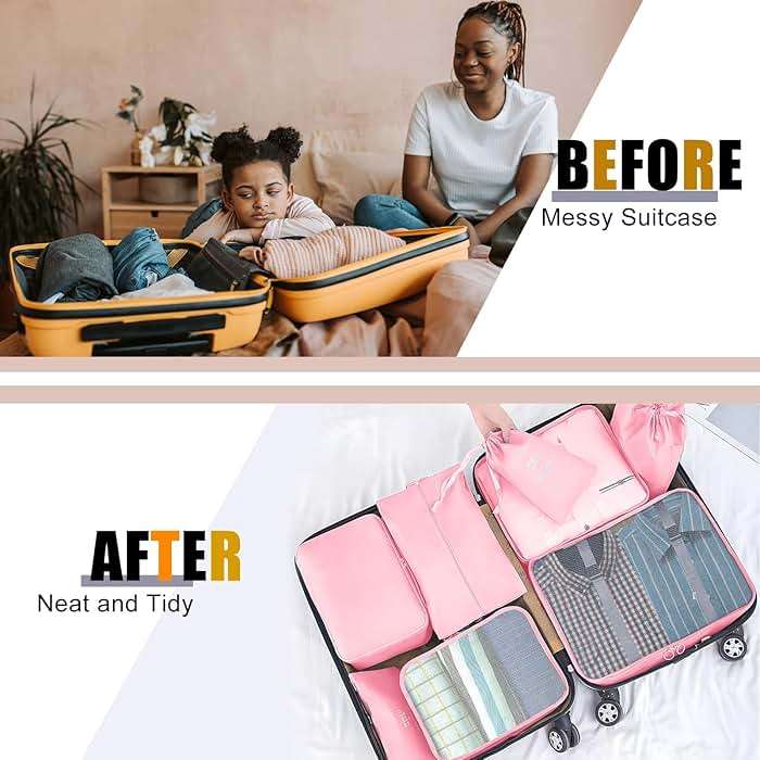 YEEYAA Packing Cubes for Travel- 8 Set Luggage Organizer Bags for Family, Mesh Breathable Travel Packing Cubes for Suitcases Durable Travel Essentials Bags Set (Pink, 10 Set) - Image 2