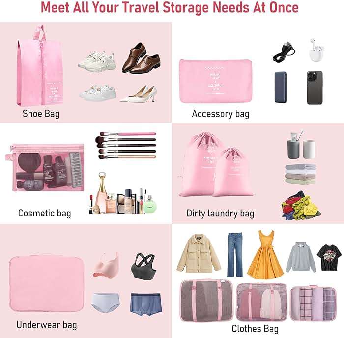 YEEYAA Packing Cubes for Travel- 8 Set Luggage Organizer Bags for Family, Mesh Breathable Travel Packing Cubes for Suitcases Durable Travel Essentials Bags Set (Pink, 10 Set) - Image 3