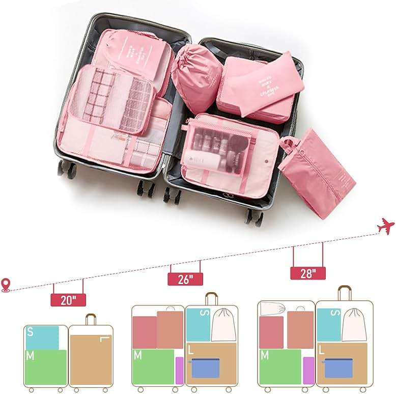 YEEYAA Packing Cubes for Travel- 8 Set Luggage Organizer Bags for Family, Mesh Breathable Travel Packing Cubes for Suitcases Durable Travel Essentials Bags Set (Pink, 10 Set) - Image 7