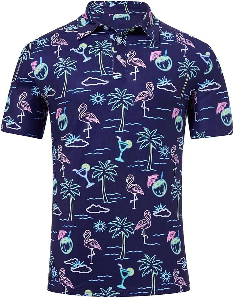 Mens Funny Golf Shirts for Men Polo Performance Moisture Wicking Dry Fit Shirt M-XXL - Image 1