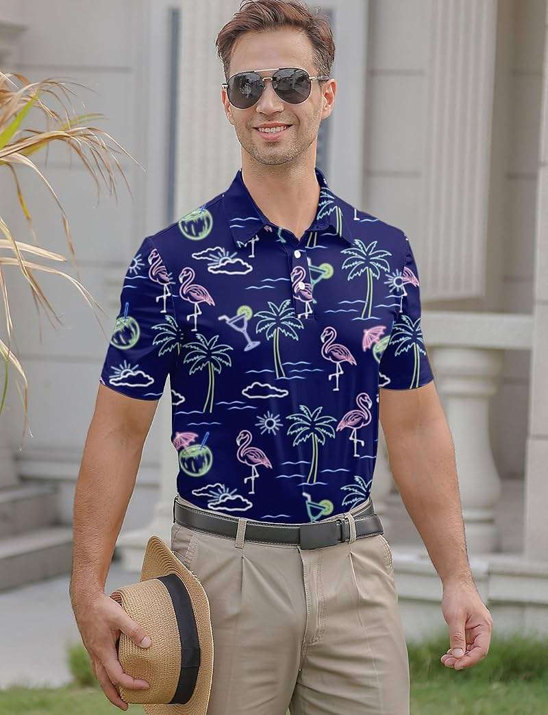 Mens Funny Golf Shirts for Men Polo Performance Moisture Wicking Dry Fit Shirt M-XXL - Image 5