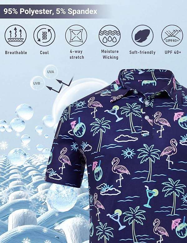 Mens Funny Golf Shirts for Men Polo Performance Moisture Wicking Dry Fit Shirt M-XXL - Image 6