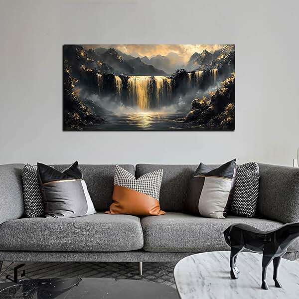 HUBOSKN Waterfall Canvas Wall Art for Living Room - Mountain Art Wall Decor for Office - Modern Wall Art for Bedroom Size 20" x 40" - Image 4