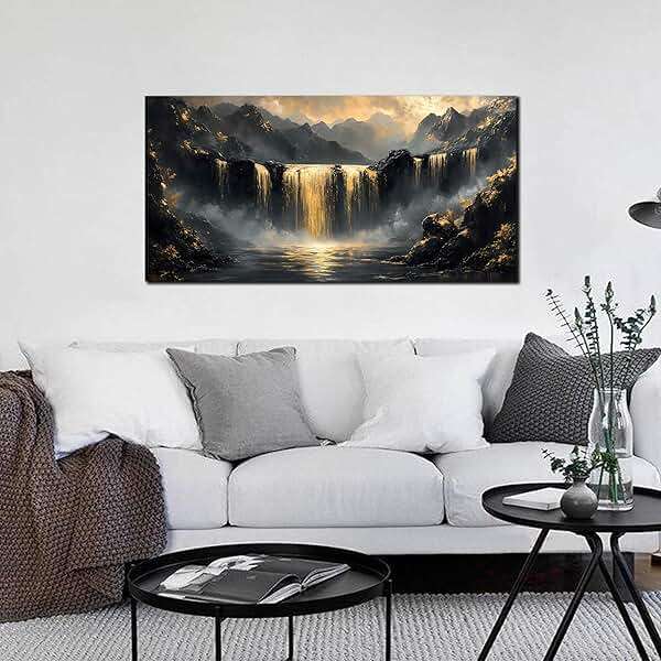 HUBOSKN Waterfall Canvas Wall Art for Living Room - Mountain Art Wall Decor for Office - Modern Wall Art for Bedroom Size 20" x 40" - Image 6