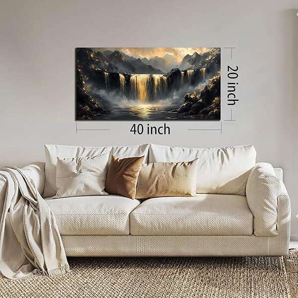 HUBOSKN Waterfall Canvas Wall Art for Living Room - Mountain Art Wall Decor for Office - Modern Wall Art for Bedroom Size 20" x 40" - Image 7