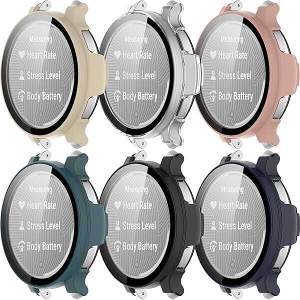 Intended for Garmin Lily 2 Active Case Build-in [Tempered Glass] Film Hard PC Bumper Face Cover Shell Screen Protector for Garmin Lily 2 Active Smartwatch Accessories - Image 1