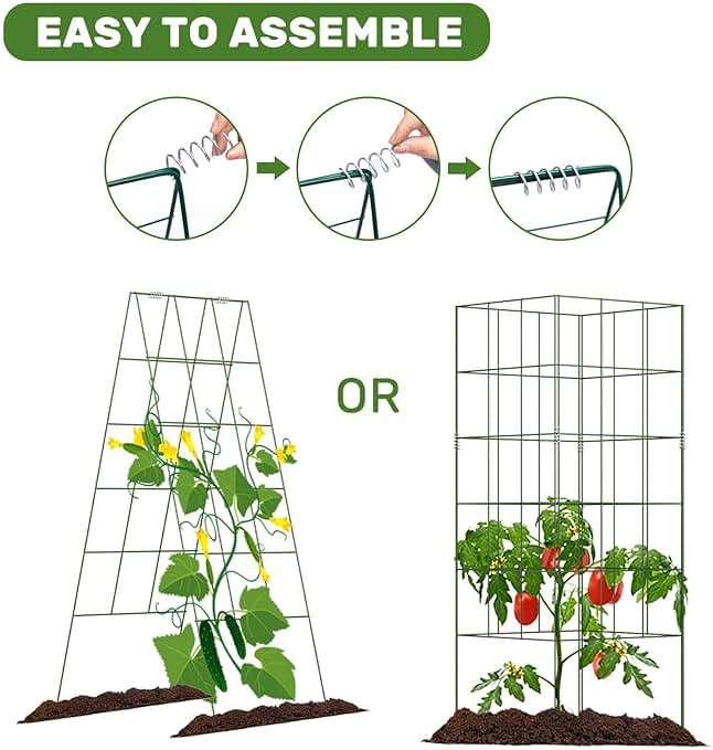DOEWORKS Cucumber Trellis, 48" High Foldable A Frame Garden Trellis, 2 Pack, Plant Support for Climbing Cucumber, Beans, Tomatoes, Flowers, Green - Image 4