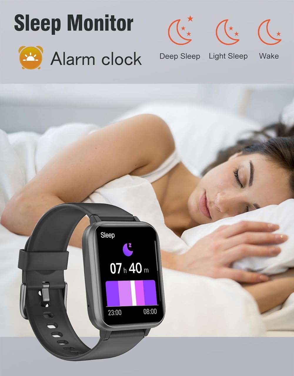 Fitness Tracker Fitness Watches for Women Men (Make/Answer Calls), 1.85" Smart Watch for iPhone/Android Phones, Heart Rate/Sleep Monitor Steps Tracker Watch Pedometer IP68 Waterproof (Dark Black) - Image 5