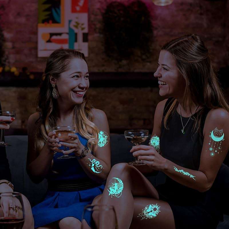 Luvsweets Boho Mystic Temporary Tattoo - 26 Sheets Butterfly Glow In The Dark Temporary Tattoos for Women Adult, Glitter Fake Tattoo Stickers, Party Decorations Supplies Favors - Image 3
