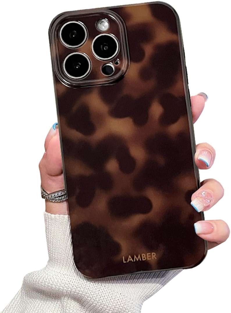 XQAGU Cute Phone Case for iPhone 15 Pro Max Case Amber Leopard Full Camera Protective Slim Shockproof Aesthetic-Brown Amber - Image 1