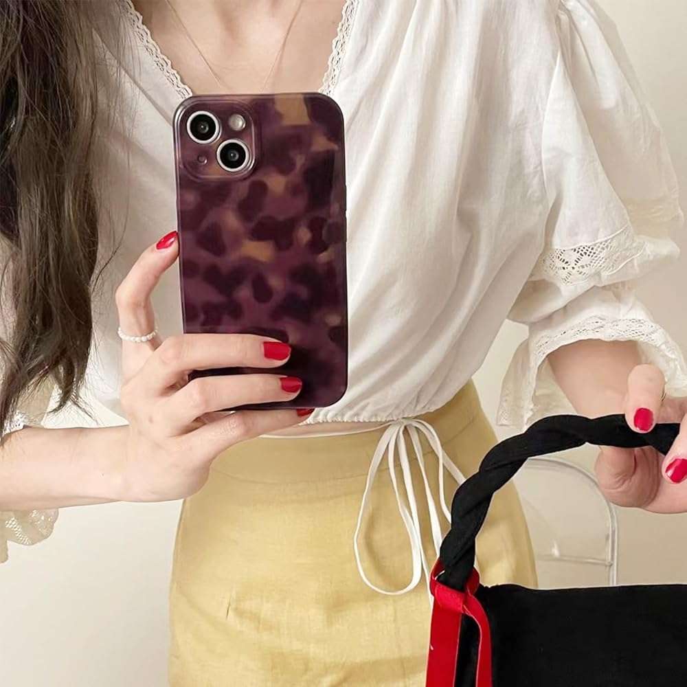 XQAGU Cute Phone Case for iPhone 15 Pro Max Case Amber Leopard Full Camera Protective Slim Shockproof Aesthetic-Brown Amber - Image 4