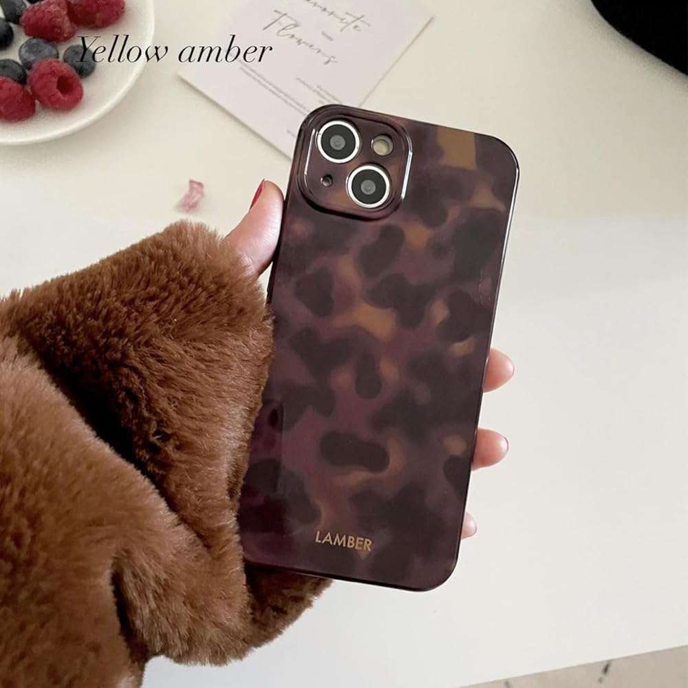 XQAGU Cute Phone Case for iPhone 15 Pro Max Case Amber Leopard Full Camera Protective Slim Shockproof Aesthetic-Brown Amber - Image 6
