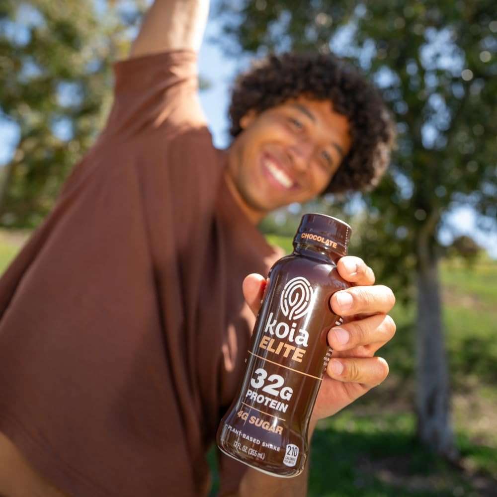 Koia Elite Plant Based Protein Shake, Chocolate, 32g Protein, 4g Sugar, 6g Prebiotic Fiber, Pre & Post Workout Nutritional Drink, No Seed Oils, Dairy-Free, Gluten-Free, Non-GMO, 12 Fl Oz (Pack of 12) - Image 6