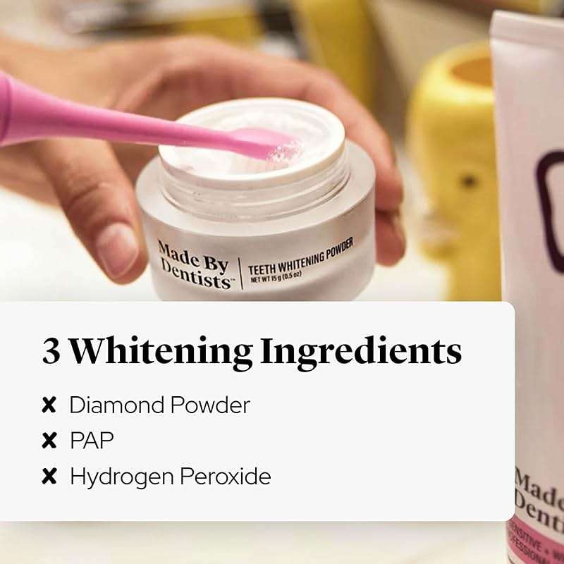 Made by Dentists Professional Teeth Whitening Powder - Remineralizing Hydroxyapatite Tooth Powder Formula with Pap, and Diamond Pwdr - Non-Abrasive Stain Remover for Instant Results - Image 3
