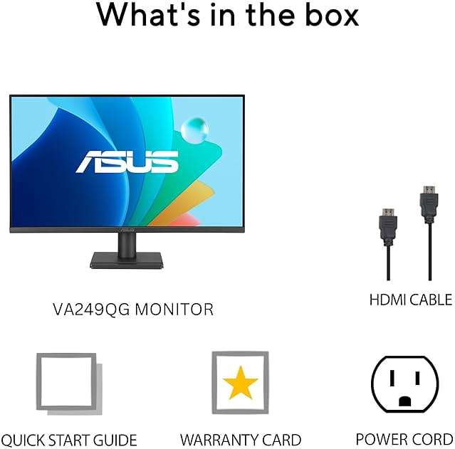 ASUS 24” 1080P Computer Monitor (VA249QG) – IPS, Full HD, 120Hz, 1ms, Adaptive-Sync, 99% sRGB, Speakers, HDMI, DisplayPort, VGA, Low Blue Light, Flicker-Free, VESA Mountable, 3yr Warranty - Image 9