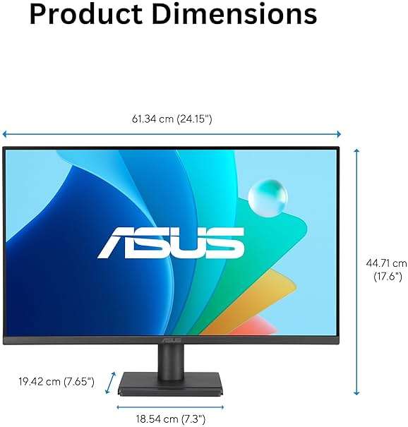 ASUS 27" Computer Monitor (VA279QG) - Full HD, IPS, 120Hz, 1ms MPRT, Adaptive-Sync, Eye Care, Low Blue Light, Flicker Free, HDMI, DisplayPort, VGA, Speakers, VESA Mountable, 99% sRGB, 3yr Warranty - Image 7