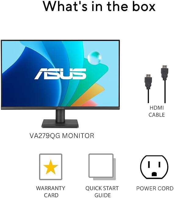 ASUS 27" Computer Monitor (VA279QG) - Full HD, IPS, 120Hz, 1ms MPRT, Adaptive-Sync, Eye Care, Low Blue Light, Flicker Free, HDMI, DisplayPort, VGA, Speakers, VESA Mountable, 99% sRGB, 3yr Warranty - Image 8