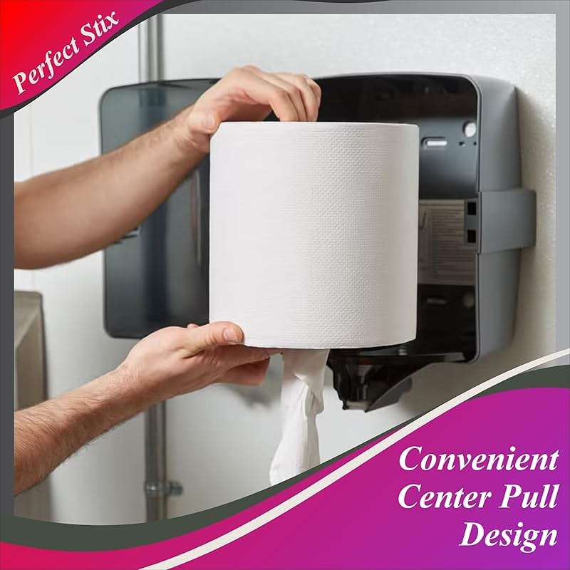 Perfect Stix 10" White Center Pull Paper Towels- Pack of 1ct-600 Sheets Per Roll - Image 7