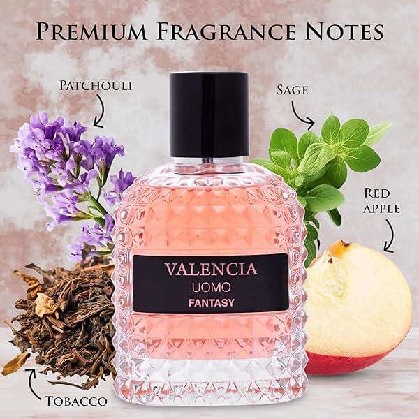 Valencia UOMO Fantasy Men EDP - Spicy & Woody Fragrance - Top Notes of Sweet Red Apple, Cardamom & Calabrian Bergamot - Base Scent of Warm Tobacco Leaf, Patchouli & Vetiver - Elegant 100ml Bottle - Image 2