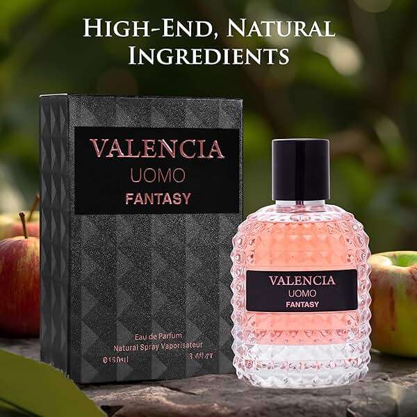 Valencia UOMO Fantasy Men EDP - Spicy & Woody Fragrance - Top Notes of Sweet Red Apple, Cardamom & Calabrian Bergamot - Base Scent of Warm Tobacco Leaf, Patchouli & Vetiver - Elegant 100ml Bottle - Image 3