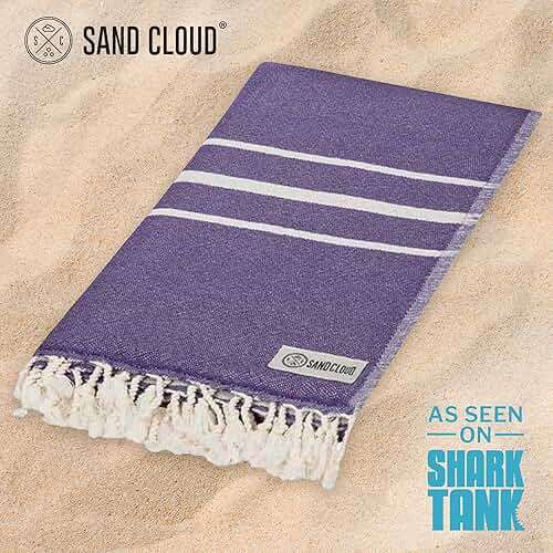 Sand Cloud Turkish Beach Towel - Sand Free - 100% Organic Turkish Cotton Yarn - Quick Dry Towel for Beach, Picnic, Blanket or Bath Towel - As Seen on Shark Tank - Santa Fe (Purple) - Image 2