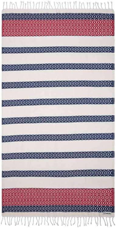 Sand Cloud Turkish Beach Towel - 100% Organic Cotton Turkish Bath Towels - Ultra Soft, Sand Free & Quick Dry Towel for Beach, Pool, or Picnic - As Seen on Shark Tank - Patriot Stripe - Image 1