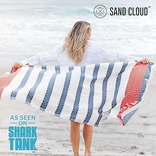 Sand Cloud Turkish Beach Towel - 100% Organic Cotton Turkish Bath Towels - Ultra Soft, Sand Free & Quick Dry Towel for Beach, Pool, or Picnic - As Seen on Shark Tank - Patriot Stripe - Image 2