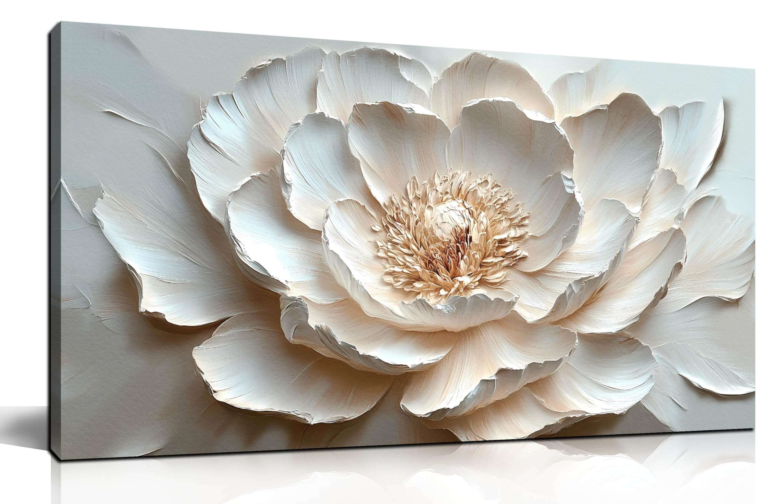 WDHCG Flower Art Wall Decor for Living Room - White/Pink/Beige Canvas Wall Art for Office - Modern Wall Decor for Bedroom Women Size 20 x 40 Inch - Image 1