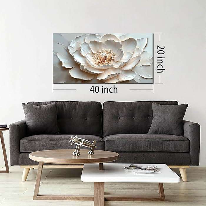 WDHCG Flower Art Wall Decor for Living Room - White/Pink/Beige Canvas Wall Art for Office - Modern Wall Decor for Bedroom Women Size 20 x 40 Inch - Image 7