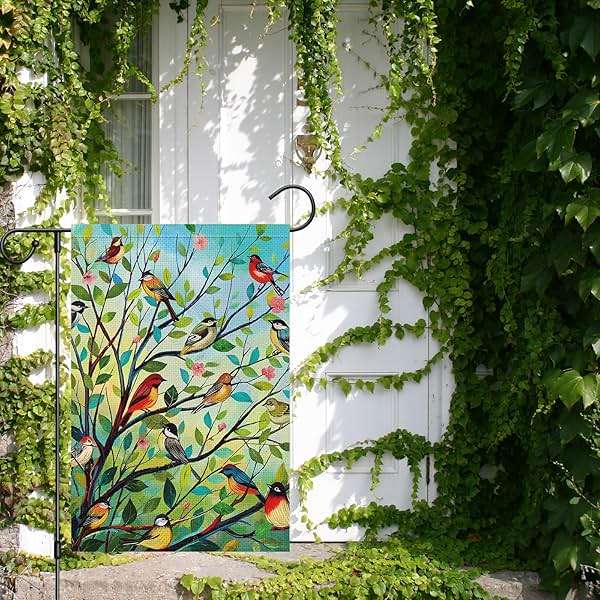 Louise Maelys Spring Welcome Garden Flag Bird Tree Double Sided 12x18 Inch Floral Small Burlap Holiday House Yard Outdoor Outside Home Decor - Image 4