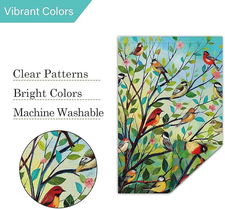 Louise Maelys Spring Welcome Garden Flag Bird Tree Double Sided 12x18 Inch Floral Small Burlap Holiday House Yard Outdoor Outside Home Decor - Image 5