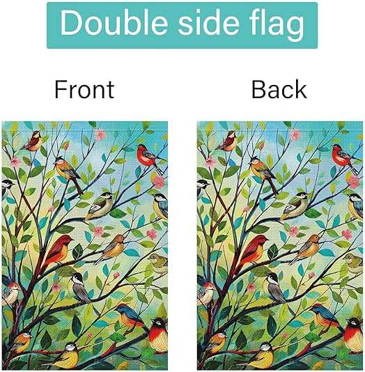 Louise Maelys Spring Welcome Garden Flag Bird Tree Double Sided 12x18 Inch Floral Small Burlap Holiday House Yard Outdoor Outside Home Decor - Image 6