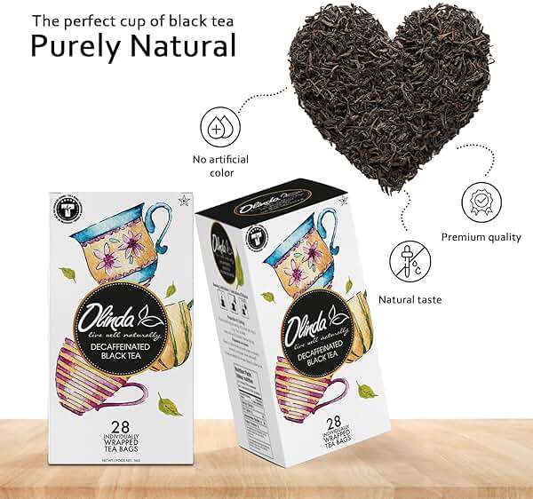 Olinda Decaffeinated Black Tea 28 Individually Wrapped Tea Bags Gluten-Free Vegan Breakfast Black Tea Decaf - Image 2