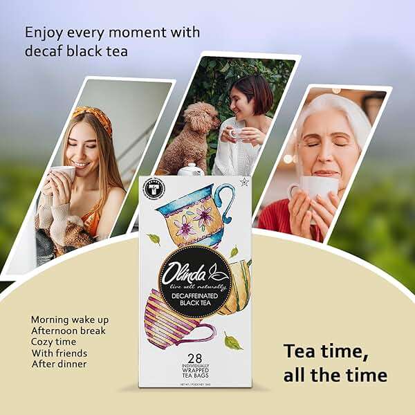 Olinda Decaffeinated Black Tea 28 Individually Wrapped Tea Bags Gluten-Free Vegan Breakfast Black Tea Decaf - Image 3