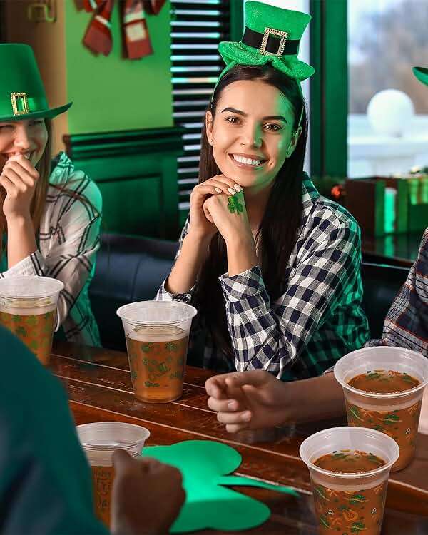 60 Pcs St Patrick's Day Plastic Cups, 12oz St. Patrick's Day Party Cups, St. Patrick Disposable Clear Plastic Cups, Irish Themed Plastic Cups with Lucky Shamrock Design for Beer Beverage Drinkware - Image 2