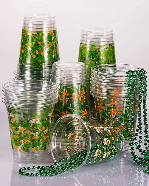 60 Pcs St Patrick's Day Plastic Cups, 12oz St. Patrick's Day Party Cups, St. Patrick Disposable Clear Plastic Cups, Irish Themed Plastic Cups with Lucky Shamrock Design for Beer Beverage Drinkware - Image 7