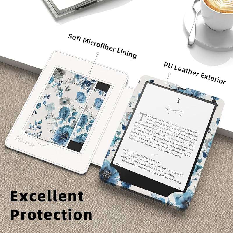 Famavala Case Cover for 7"/6.8" Kindle Paperwhite Signature Edition (12th/11th Generation, 2024/2021 Release) and Kindle Colorsoft Signature Edition 1st Gen (Blue Floral) - Image 5