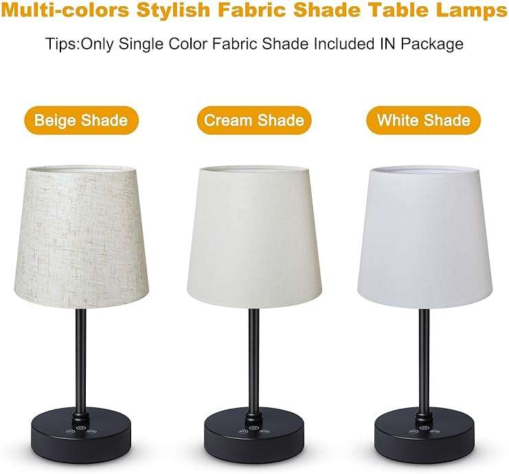 Wowag Cordless Table Lamp,5000mAh Rechargeable Battery Operated Desk Lamp,3Colors & 7 RGB Stepless Dimmable, Portable Small Touch Fabric Shade LED Night Light for Patio Restaurant Home(White) - Image 5