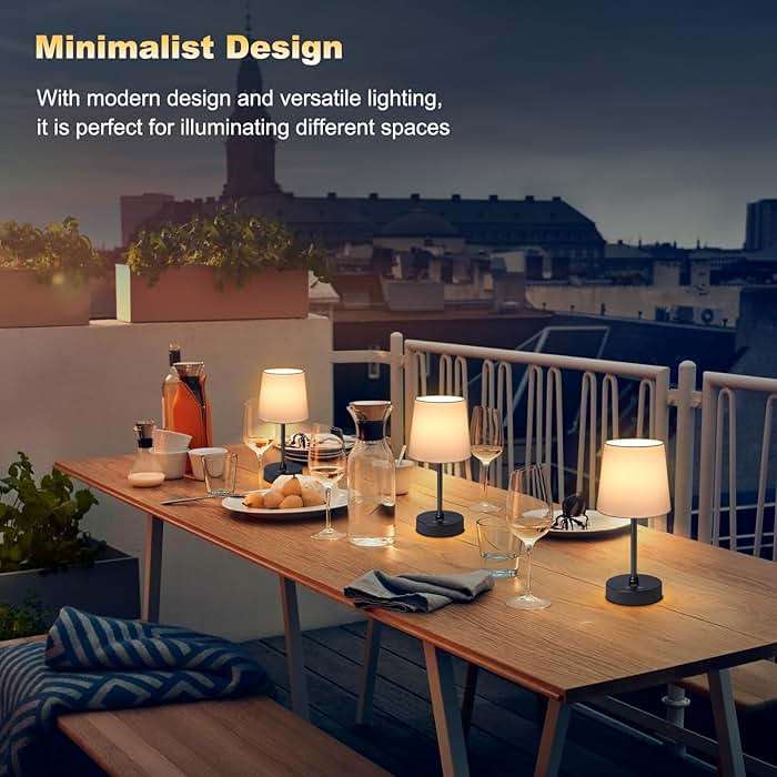 Wowag Cordless Table Lamp,5000mAh Rechargeable Battery Operated Desk Lamp,3Colors & 7 RGB Stepless Dimmable, Portable Small Touch Fabric Shade LED Night Light for Patio Restaurant Home(White) - Image 9