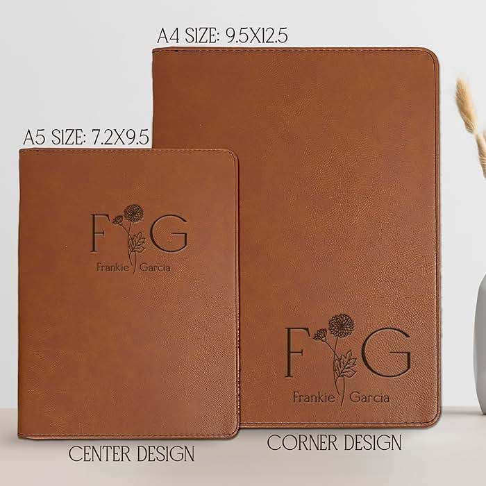 Personalized Birth Month Flower Padfolio for Women, Custom Engraved Leather Portfolio for Her, 7 Colors - A4 or A5 Sizes, Personalized Gifts for Women, College Students, Birthday Gifts for Women - Image 3